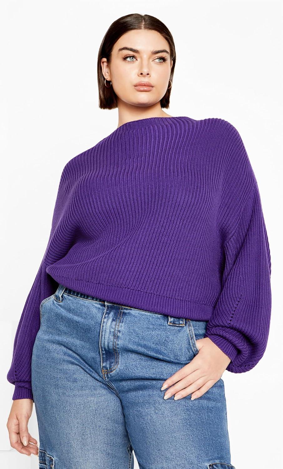 image:imageCity Chic Womens Plus Size Sweater Angel SleeveRoyal Purple