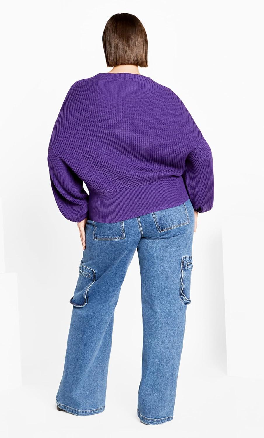 image:imageCity Chic Womens Plus Size Sweater Angel SleeveRoyal Purple