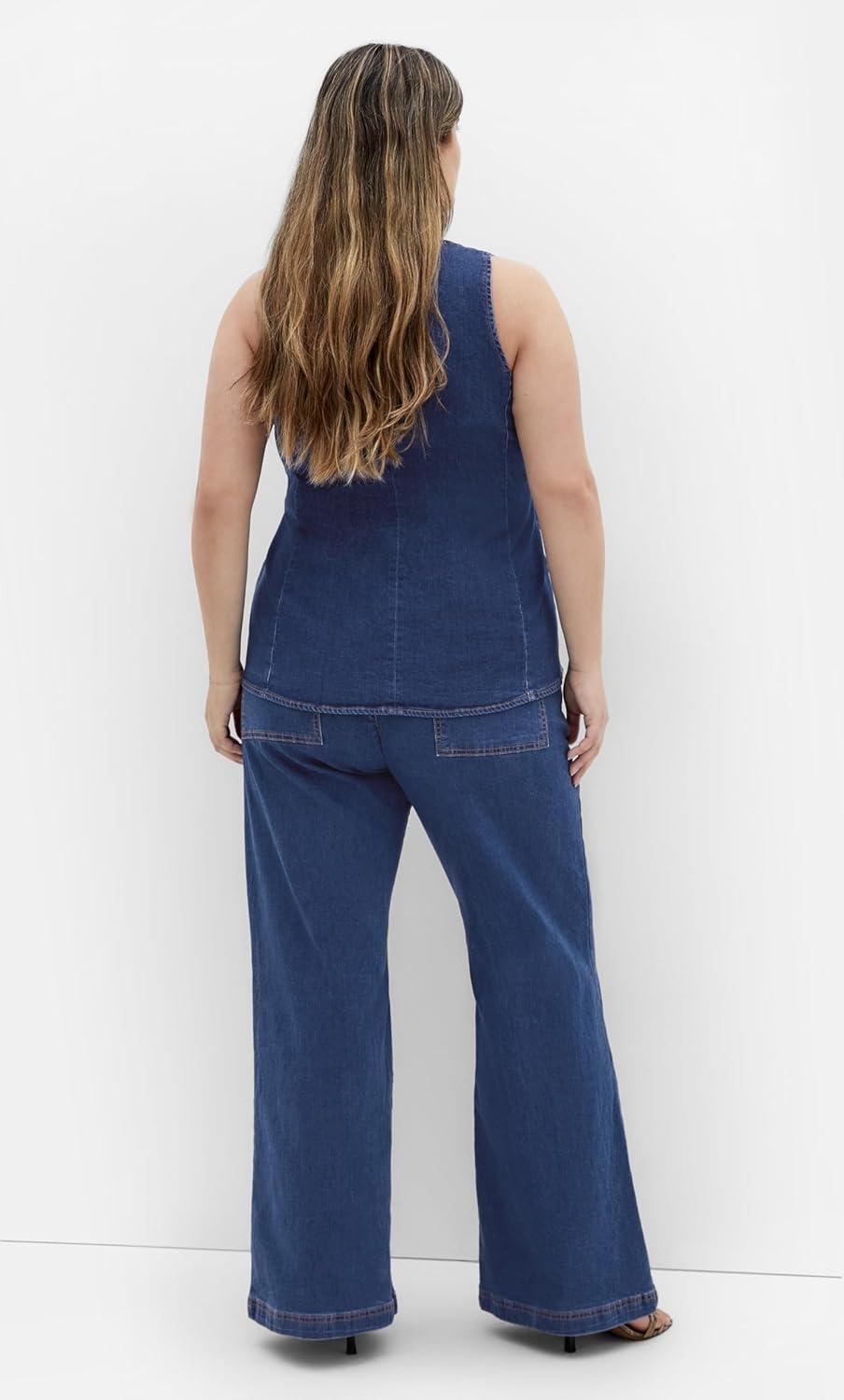 image:imageCity Chic Womens Plus Size Vest AugustLight Wash