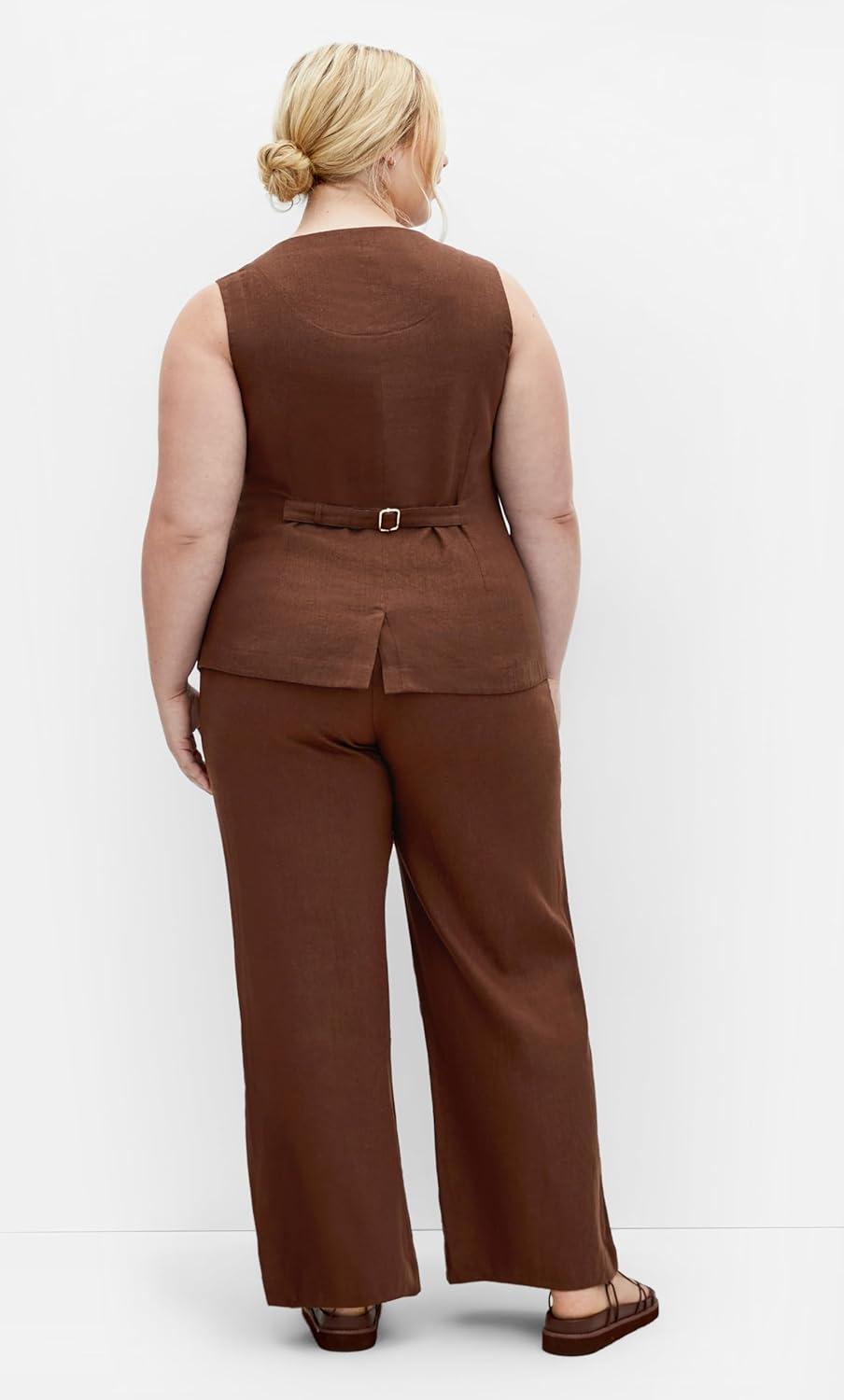 image:imageCity Chic Womens Plus Size Vest Vivien LinenChocolate