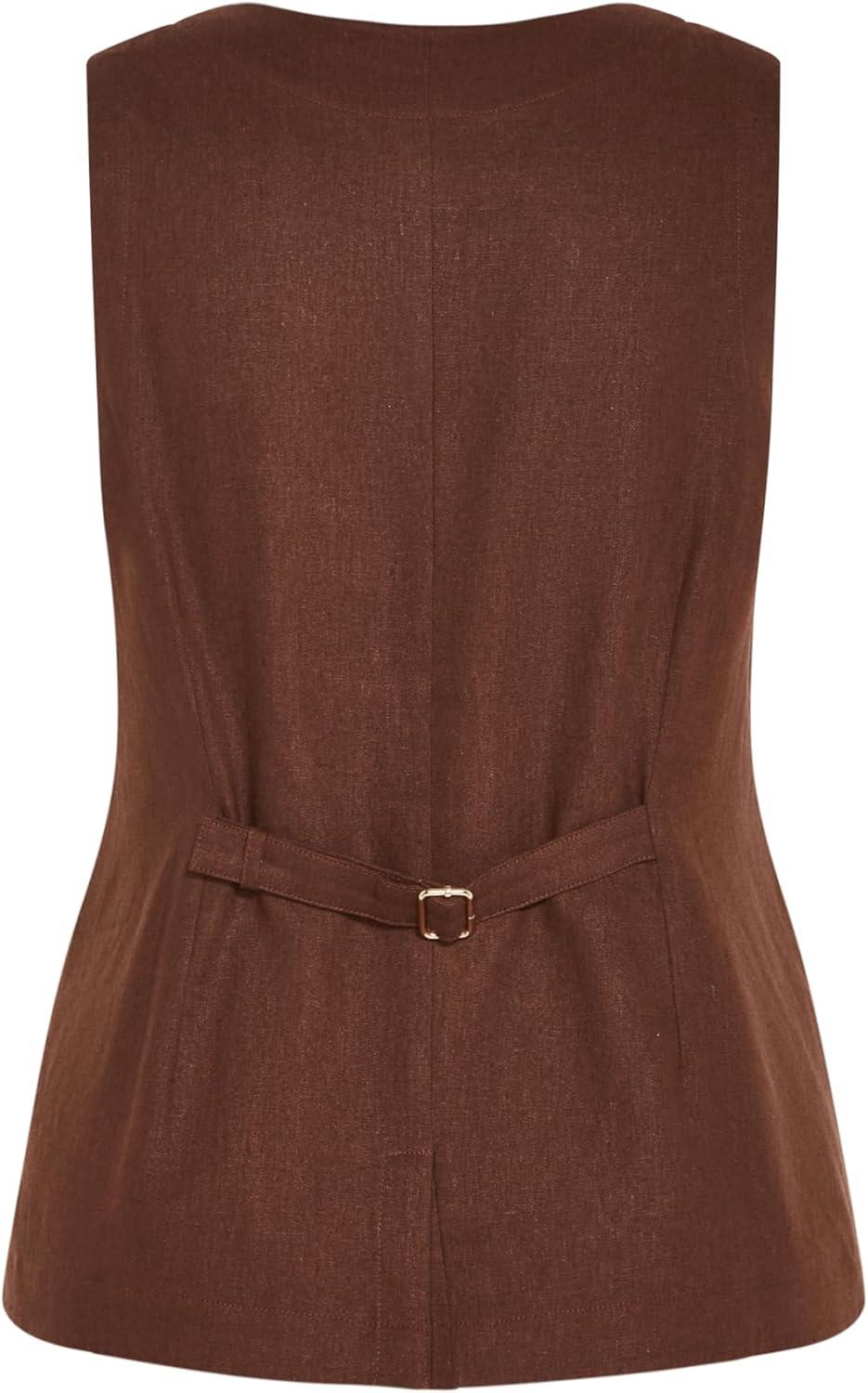 image:imageCity Chic Womens Plus Size Vest Vivien LinenChocolate