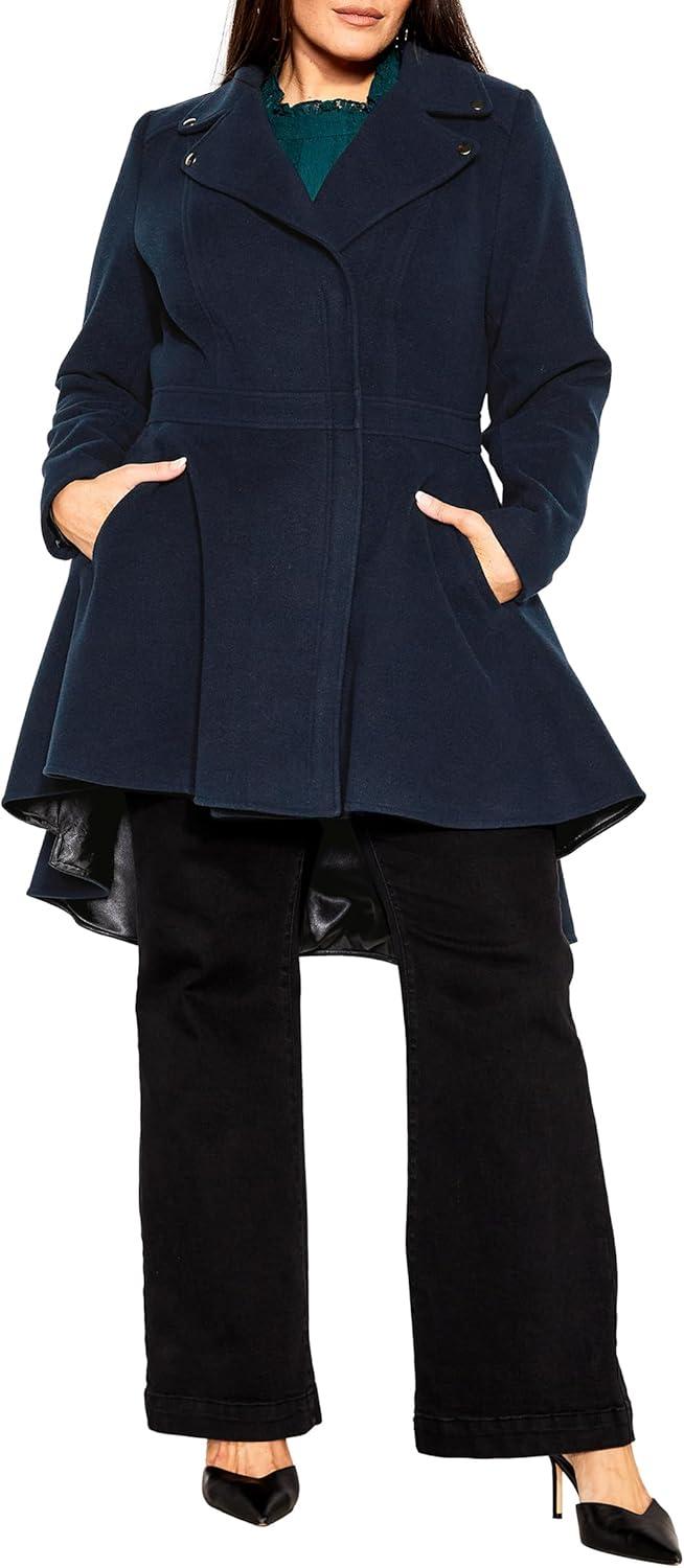 image:imageCity Chic womens City Chic Plus Size Coat Hi Lo FrillNavy