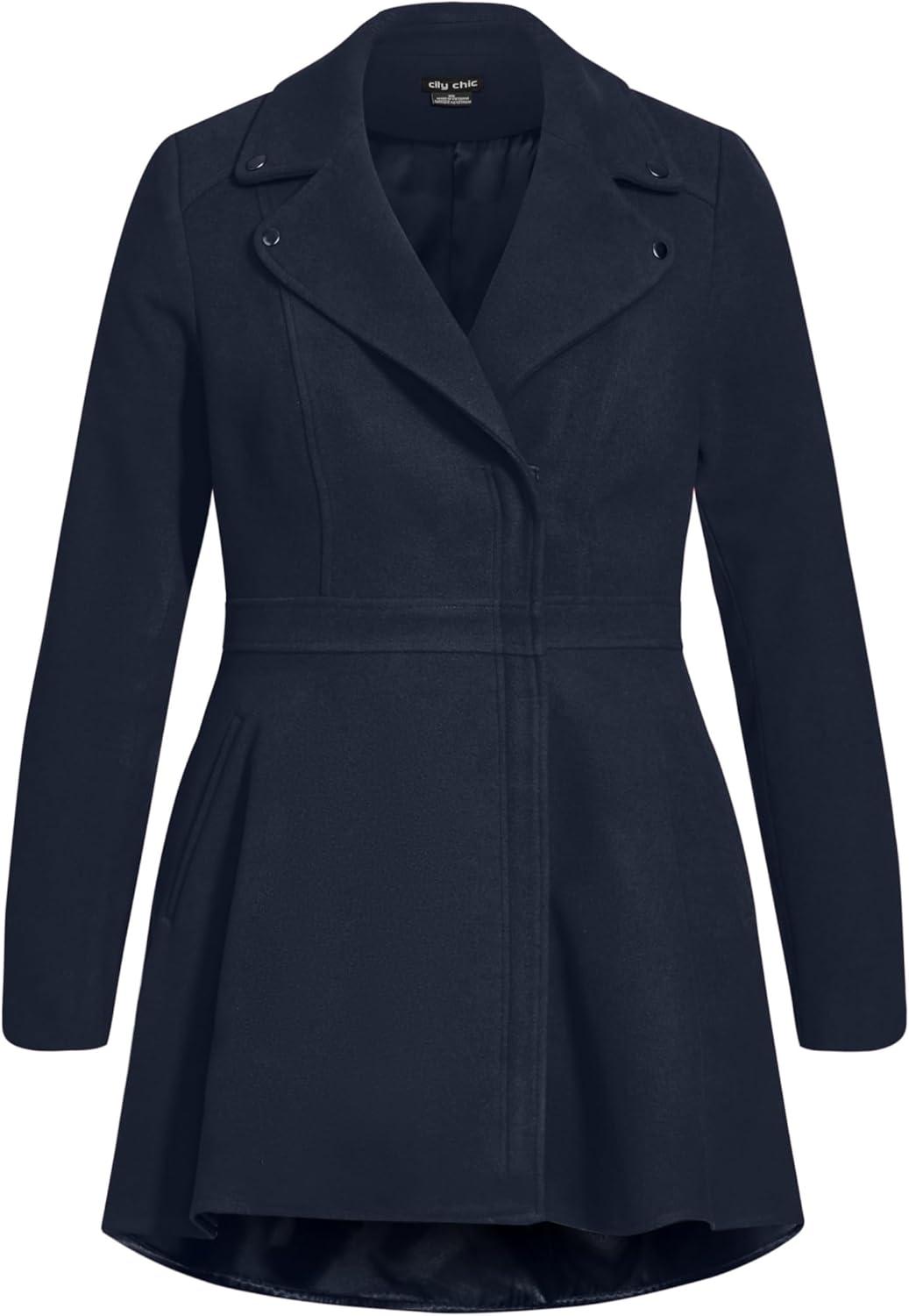 image:imageCity Chic womens City Chic Plus Size Coat Hi Lo FrillNavy
