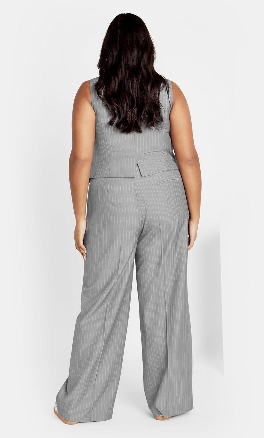 image:imageCity Chic womens Citychic Plus Size Vest Jazmin PinstrpSilver Pinstripe