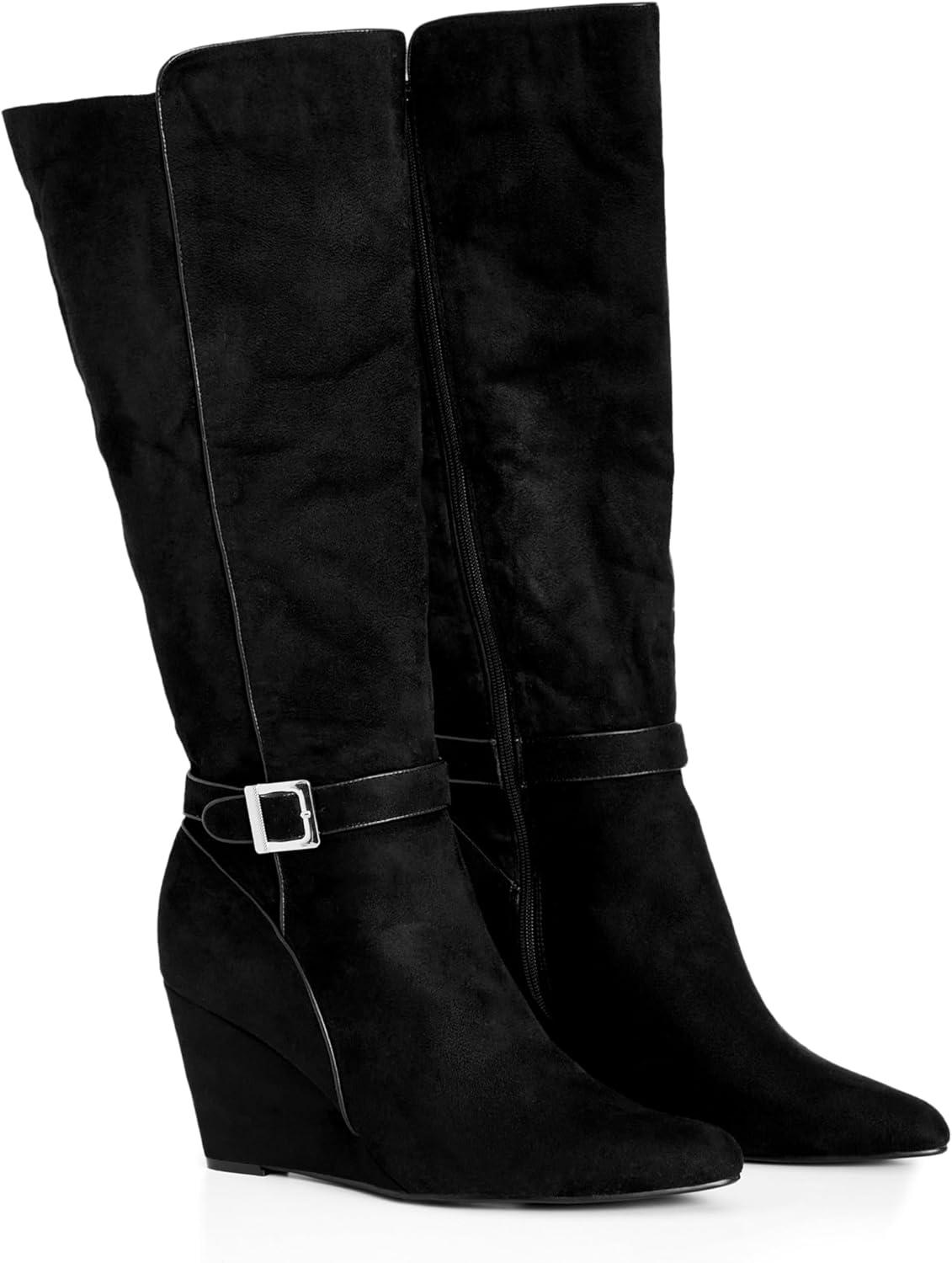image:imageCity Chic womens Wide Fit Clea Knee Wedge BootBlack