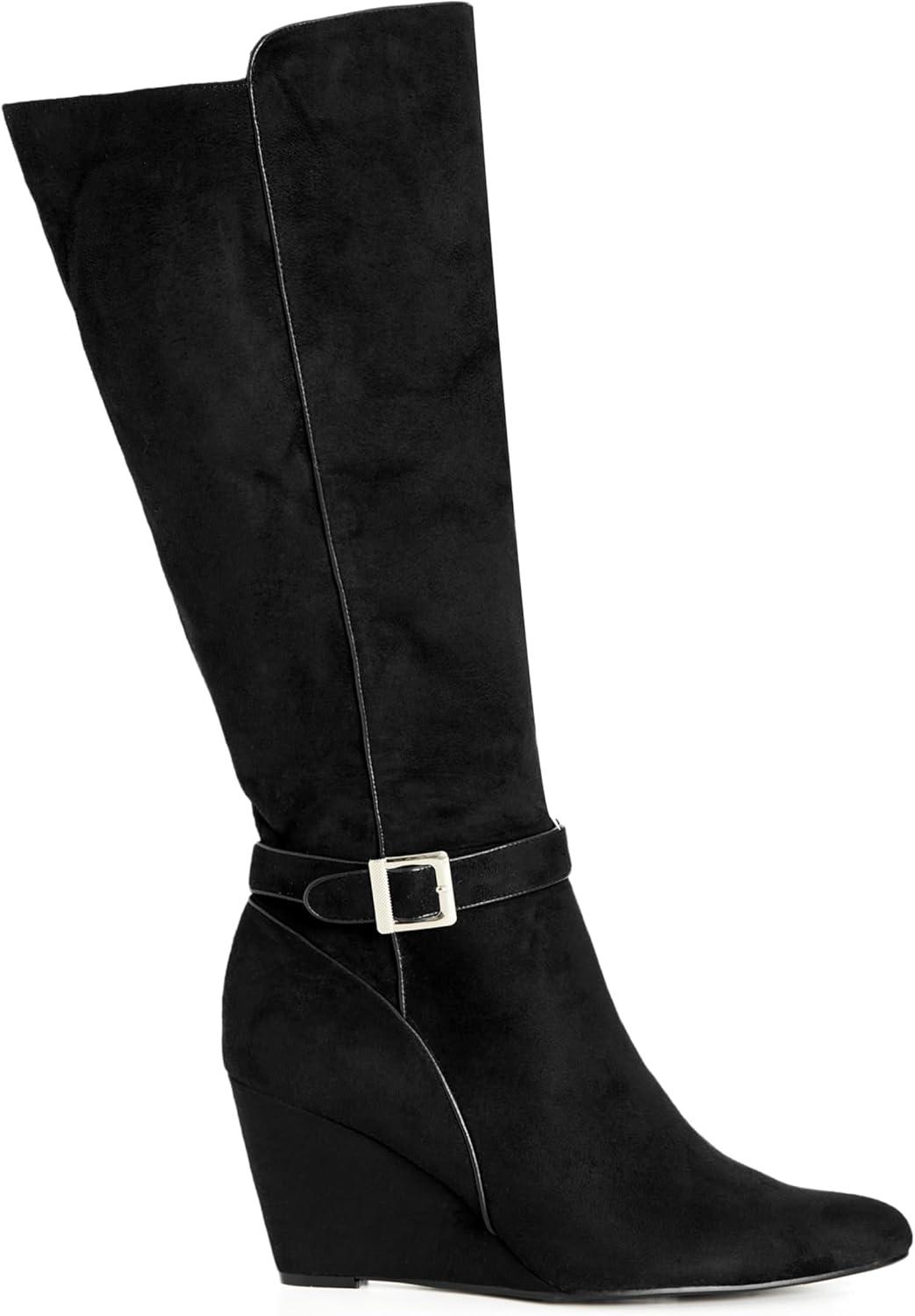 image:imageCity Chic womens Wide Fit Clea Knee Wedge BootBlack