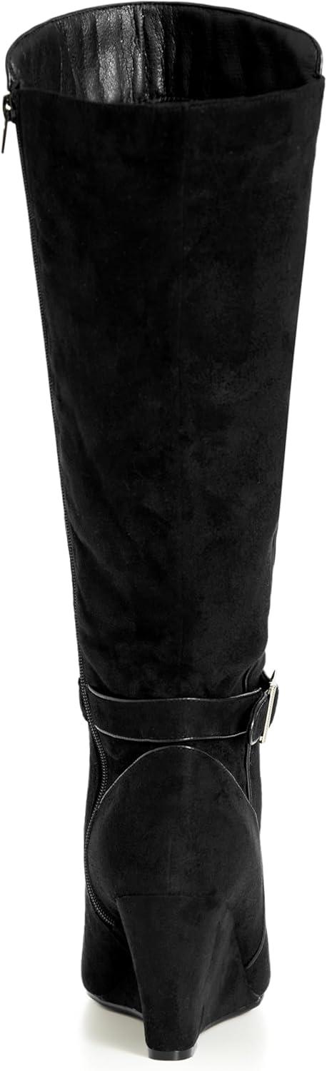 image:imageCity Chic womens Wide Fit Clea Knee Wedge BootBlack