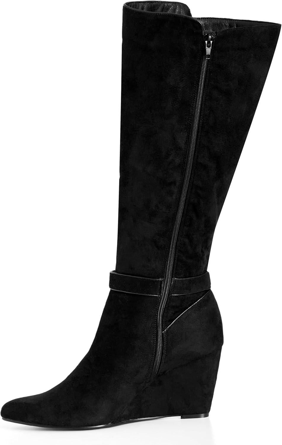 image:imageCity Chic womens Wide Fit Clea Knee Wedge BootBlack