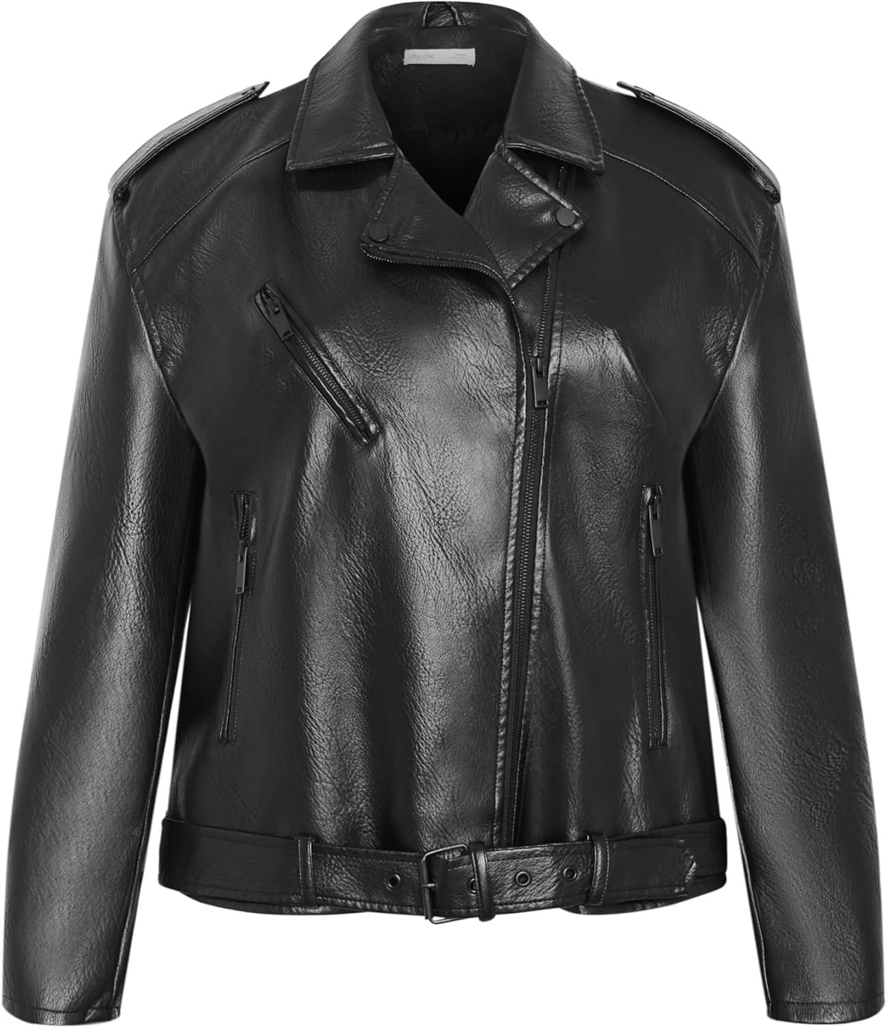 image:imageity Chic Womens Plus Size Jacket Julie Faux Leather BikerBlack