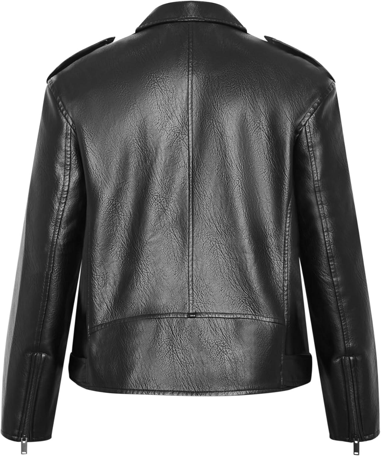 image:imageity Chic Womens Plus Size Jacket Julie Faux Leather BikerBlack