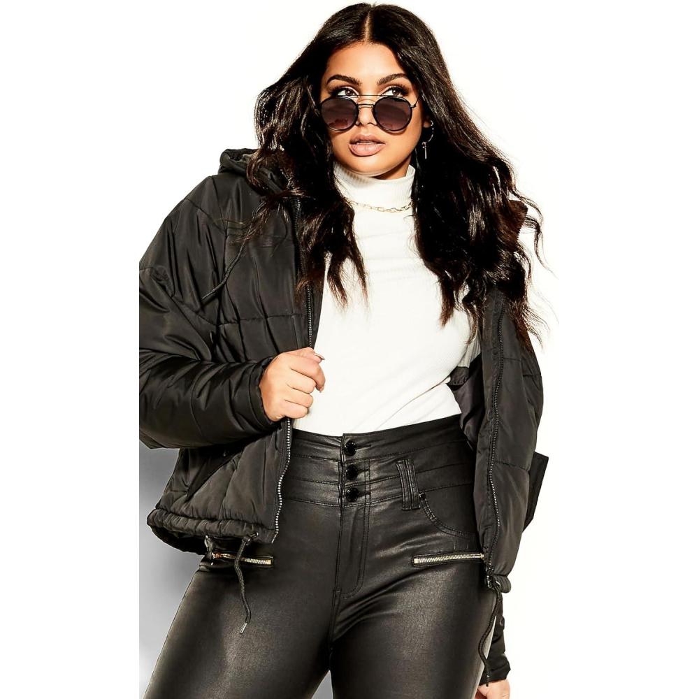 image:imageCity Chic CCX Womens Plus Size Jacket  Streetwise PufferBlack