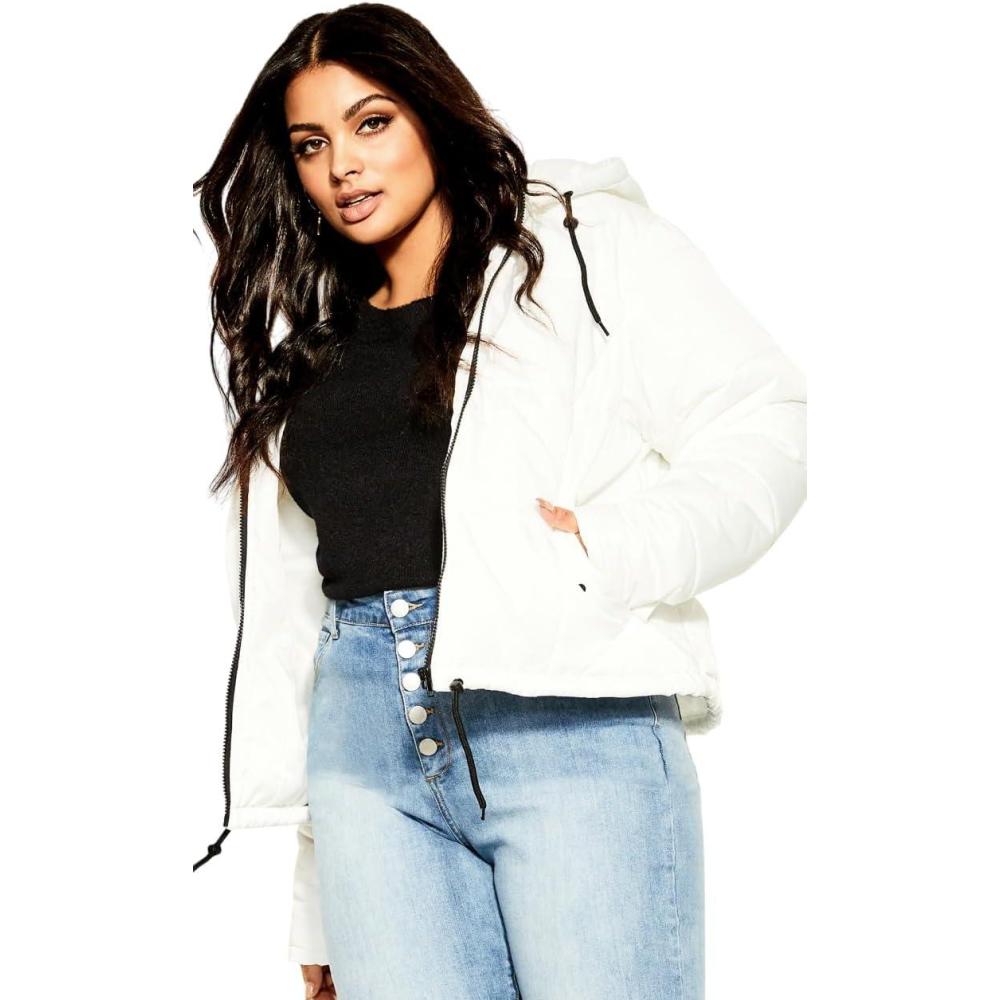 image:imageCity Chic CCX Womens Plus Size Jacket  Streetwise PufferIvory