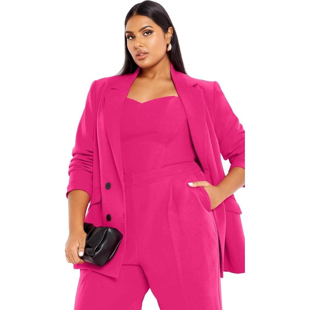 image:imageCity Chic Plus Size Jacket Oversized Alexis Blazer JacketLipstick Pink