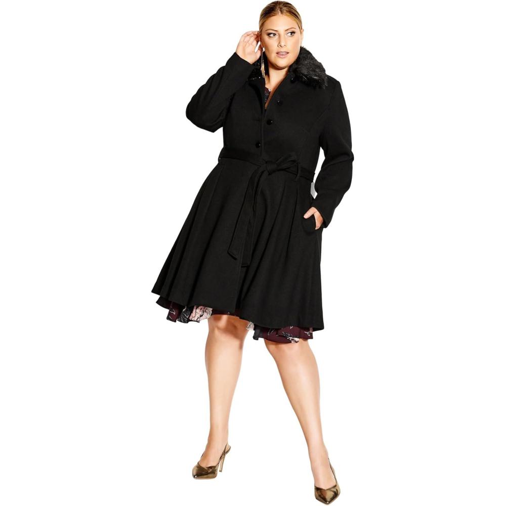 image:imageCity Chic Womens Plus Size Coat Blushing BelleBlack