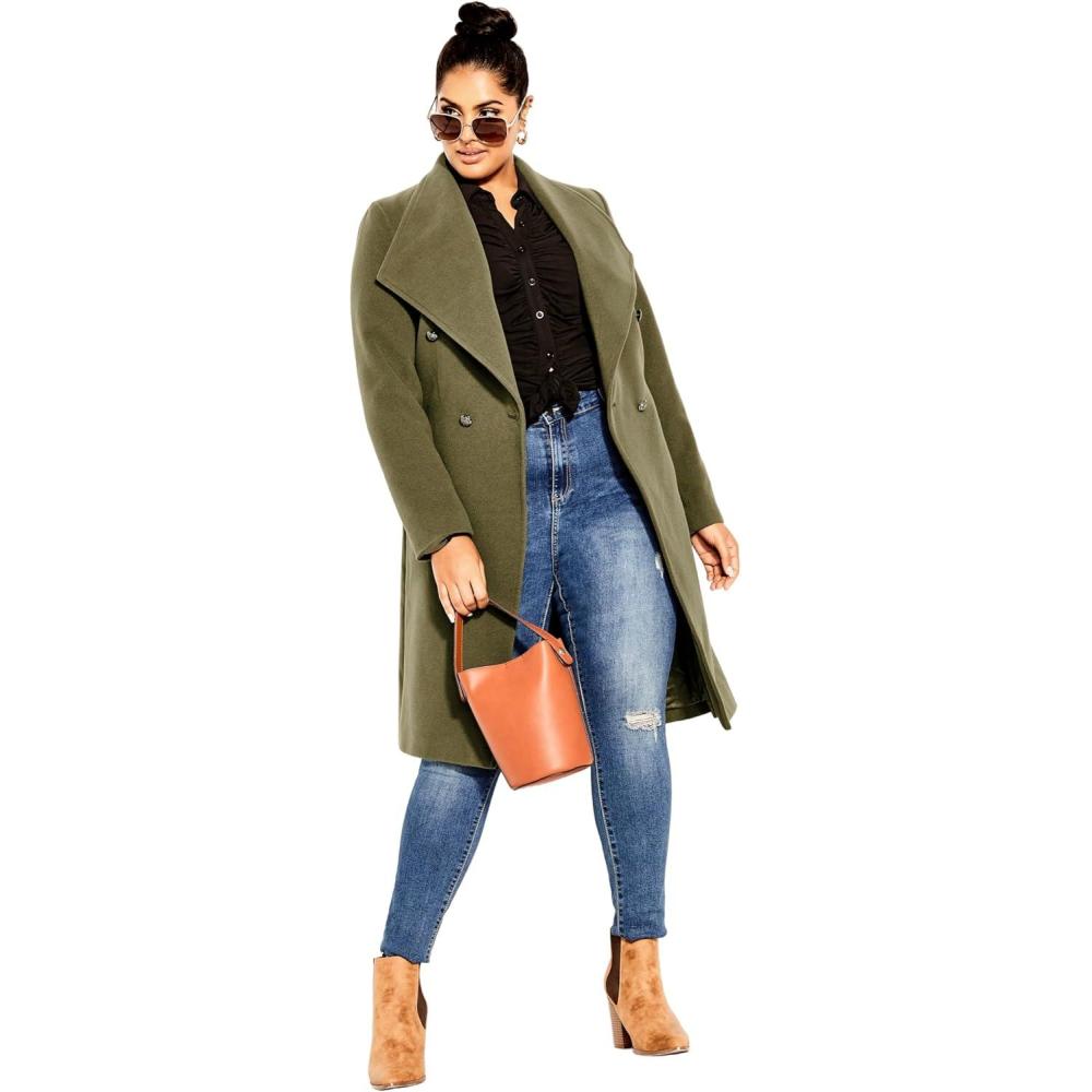 image:imageCity Chic Womens Plus Size Coat  Sassy MilitaryKhaki