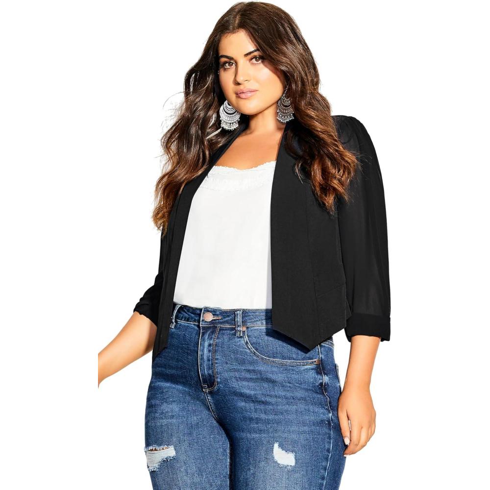image:imageCity Chic Womens Plus Size Cropped Blazer JacketBlack
