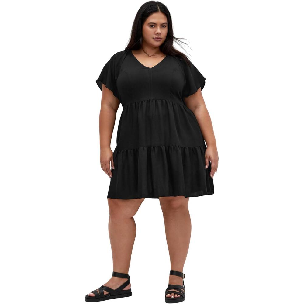 image:imageCity Chic Womens Plus Size Dress Frill MiniBlack