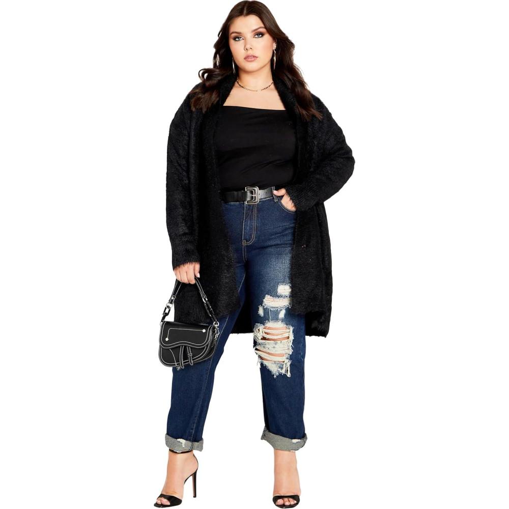 image:imageCity Chic Womens Plus Size Fluffy CardiganBlack
