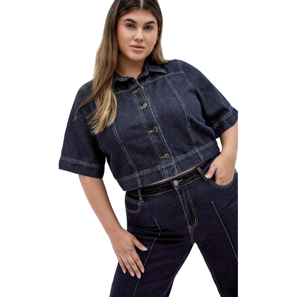 image:imageCity Chic Womens Plus Size Jacket Denim MillieDark Denim