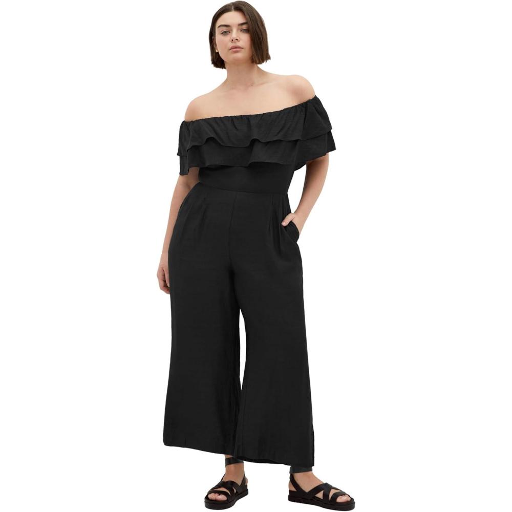 image:imageCity Chic Womens Plus Size Jumpsuit  Poppy Off ShoulderBlack