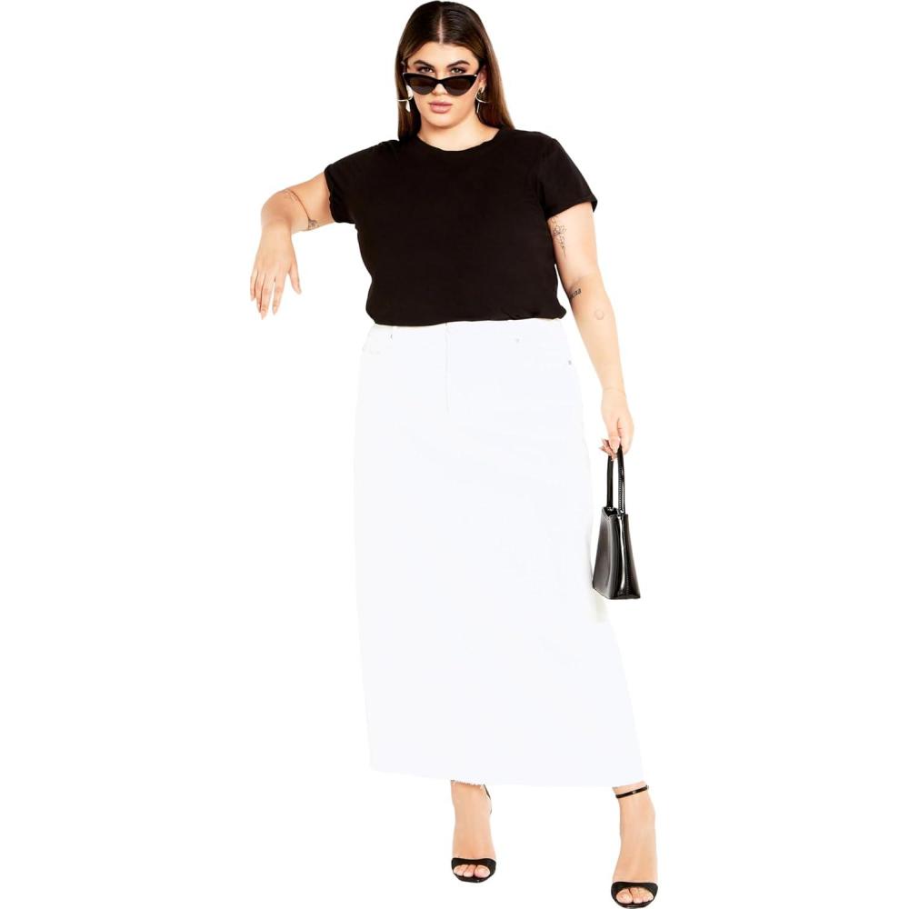 image:imageCity Chic Womens Plus Size Mirelle SkirtIvory Denim