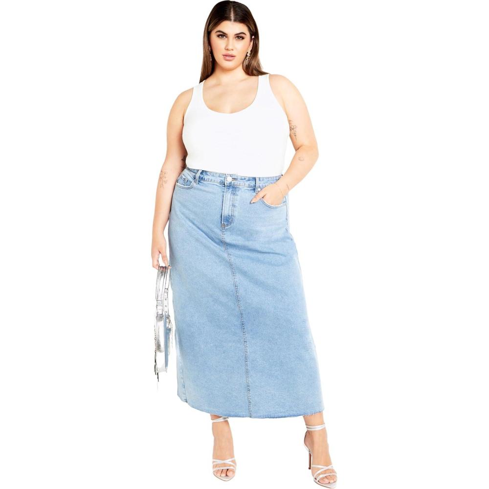 image:imageCity Chic Womens Plus Size Mirelle SkirtLight Denim