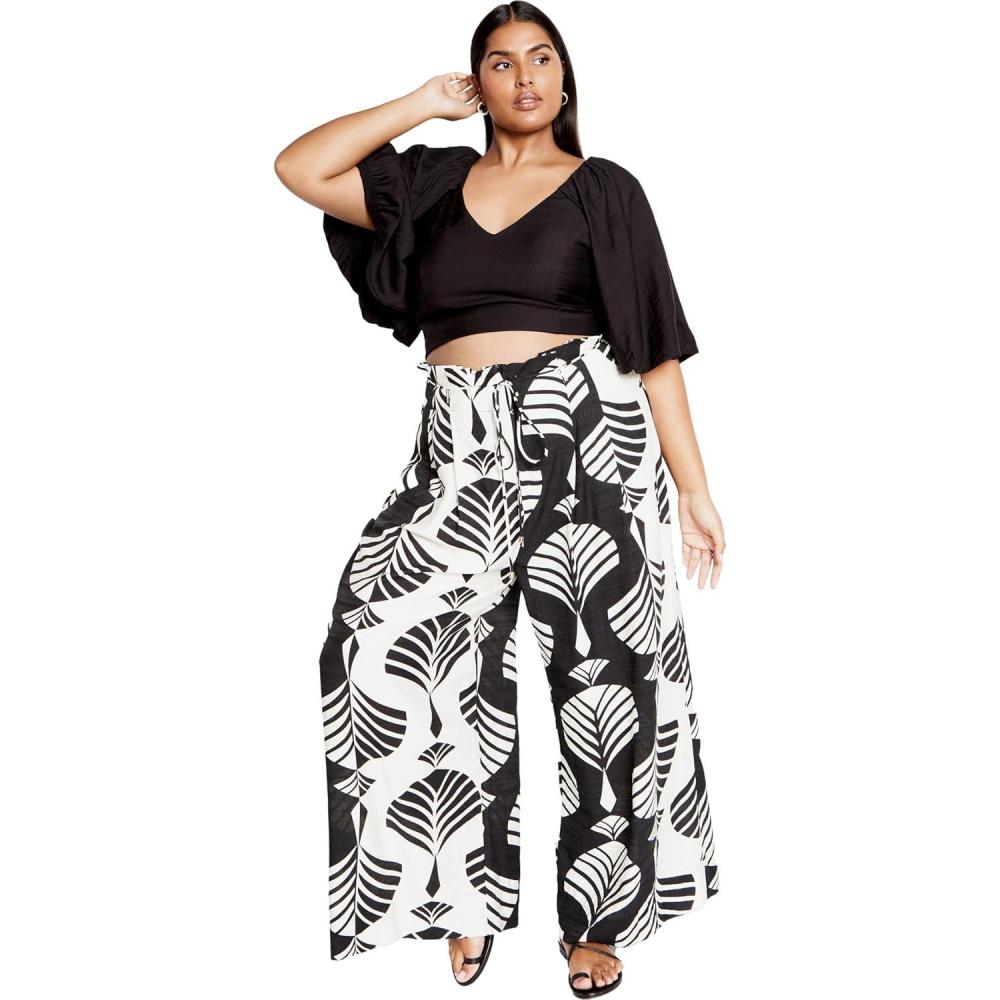 image:imageCity Chic Womens Plus Size Pant  Peta Print Tie WaistEmpress