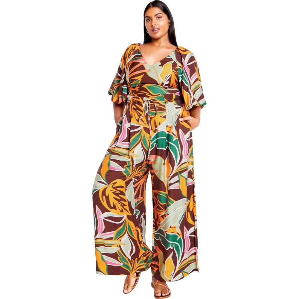 image:imageCity Chic Womens Plus Size Pant Peta Print Tie WaistOpulent Foligae