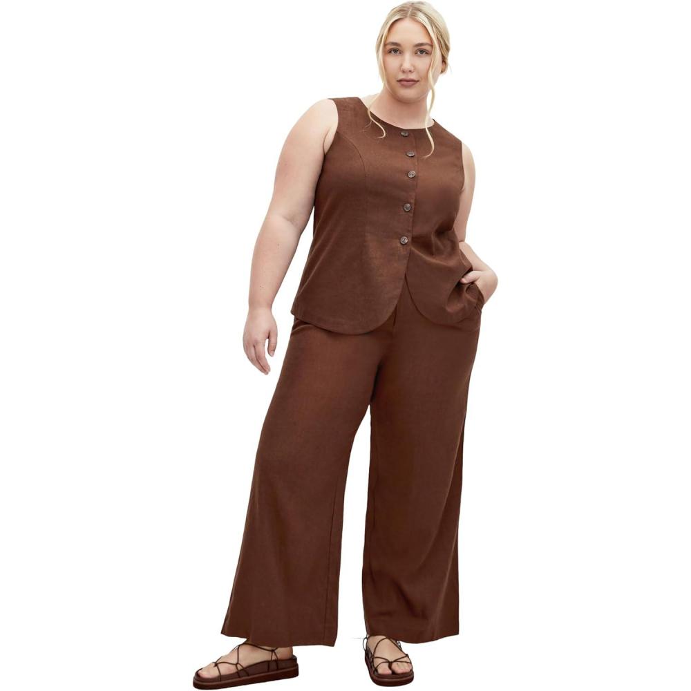 image:imageCity Chic Womens Plus Size Pant  Vivien LinenChocolate