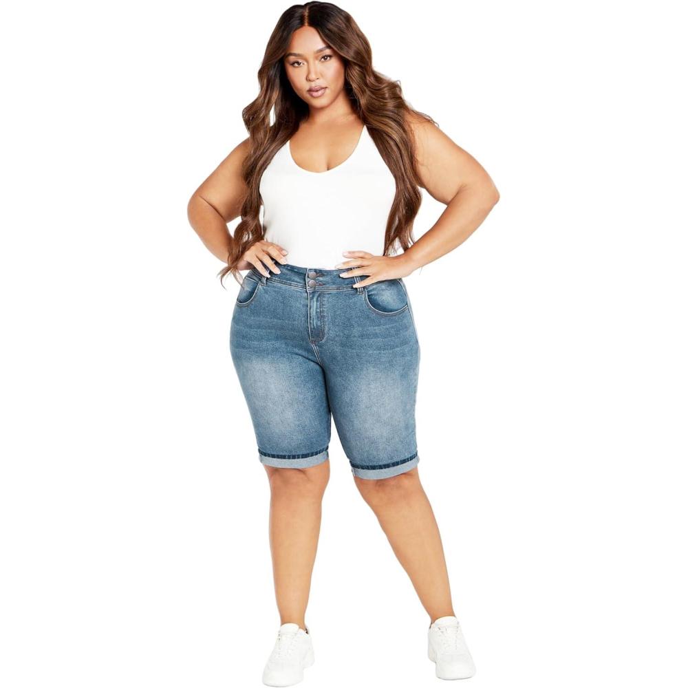 image:imageCity Chic Womens Plus Size Short  Killer PinsLight Denim