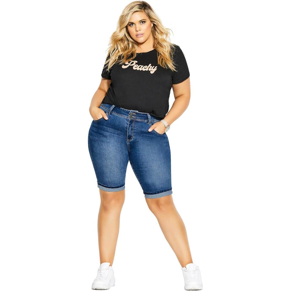 image:imageCity Chic Womens Plus Size Short  Killer PinsMid Denim