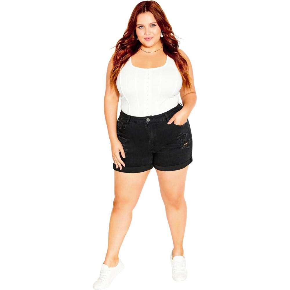 image:imageCity Chic Womens Plus Size Short Ripped LoveBlack Wash