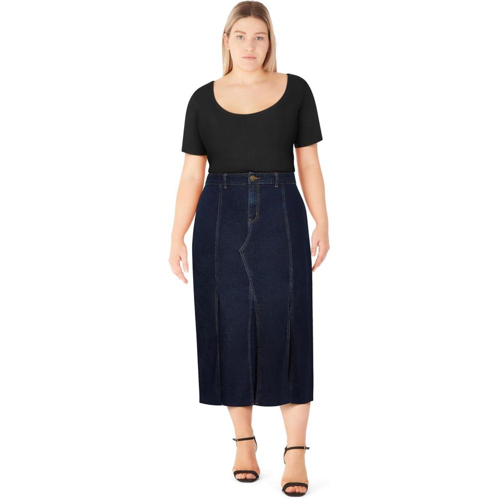 image:imageCity Chic Womens Plus Size Skirt  AliaDark Wash