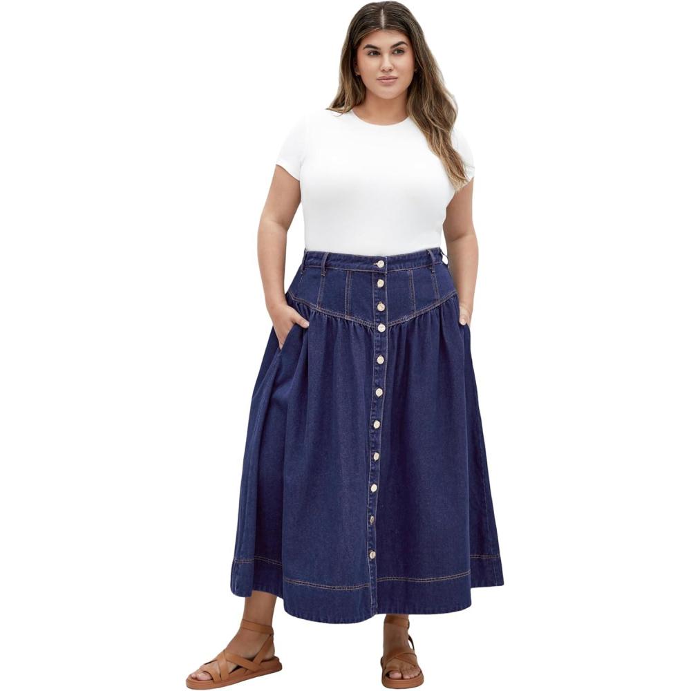 image:imageCity Chic Womens Plus Size Skirt  Ari DenimDark Denim