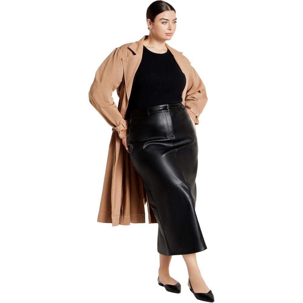 image:imageCity Chic Womens Plus Size Skirt  Faux Leather IvyBlack
