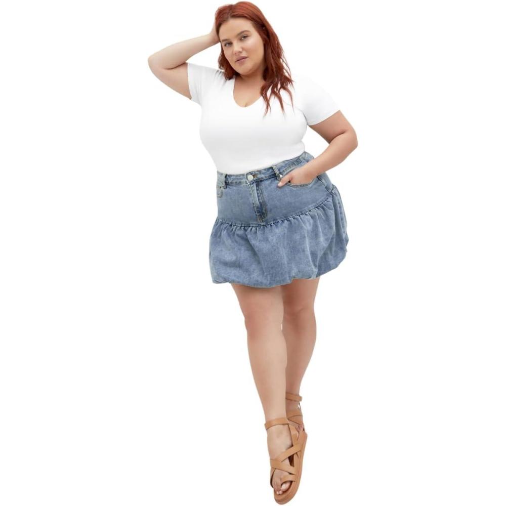 image:imageCity Chic Womens Plus Size Skirt  MaisyMid Denim