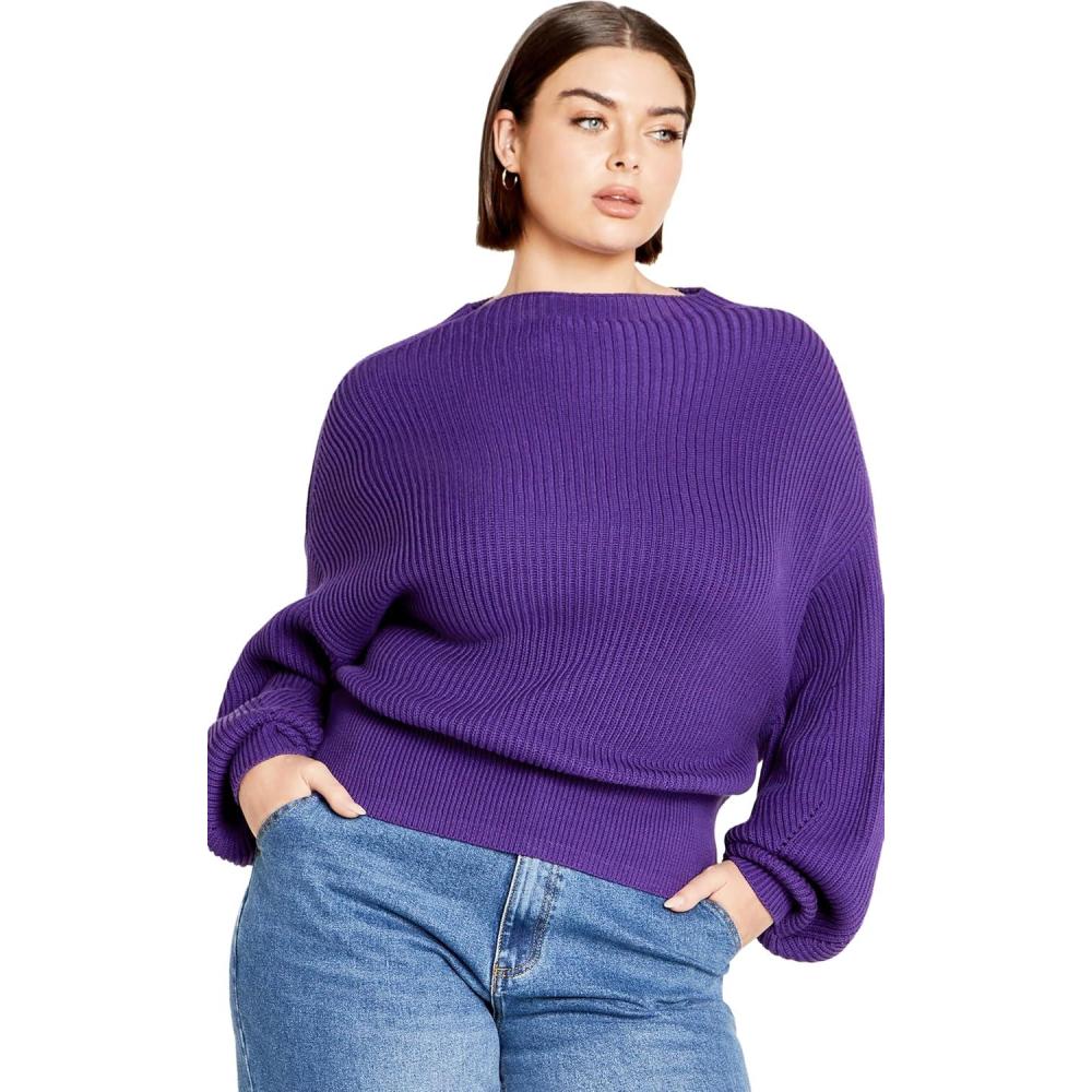 image:imageCity Chic Womens Plus Size Sweater  Angel SleeveRoyal Purple