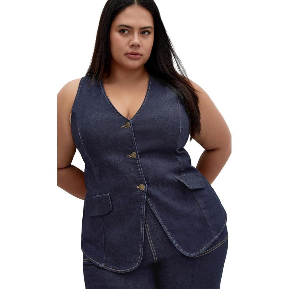 image:imageCity Chic Womens Plus Size Vest  AugustDark Denim