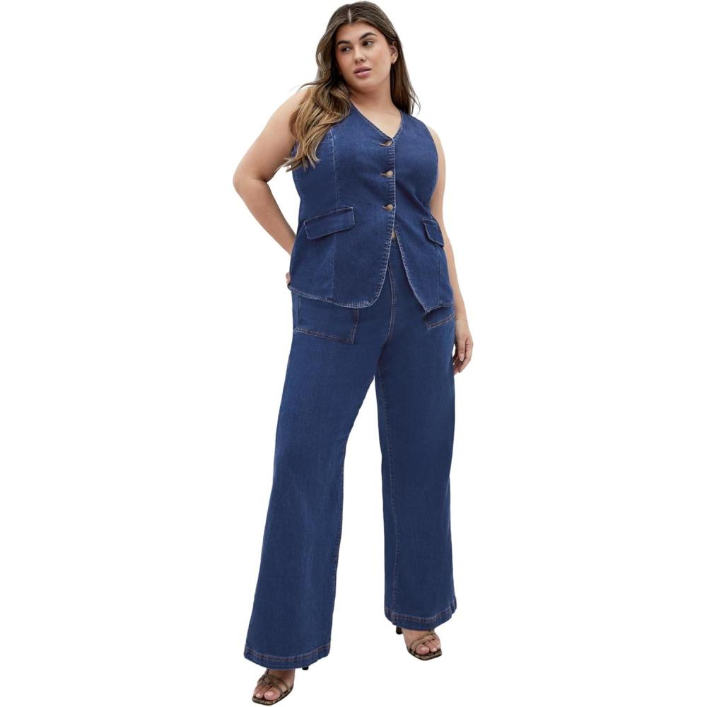 image:imageCity Chic Womens Plus Size Vest AugustLight Wash