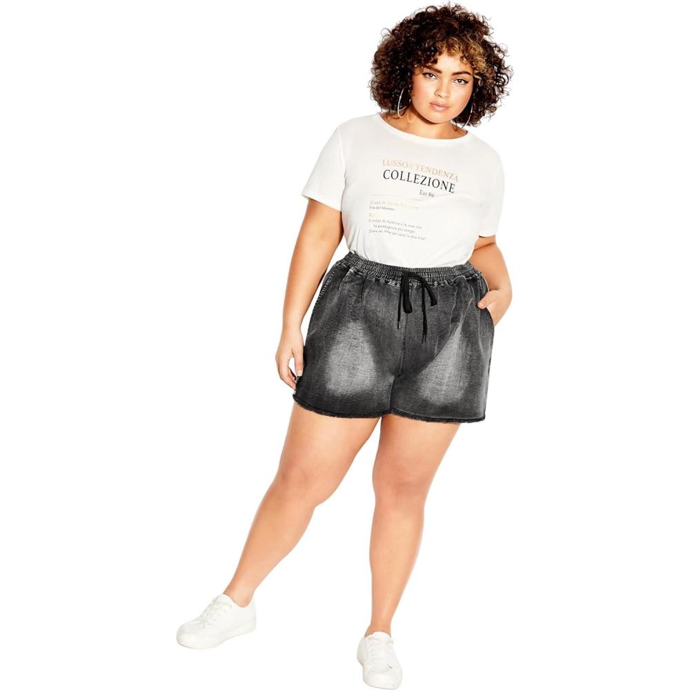 image:imageCity Chic Womens Short Soft DenimBlack Wash