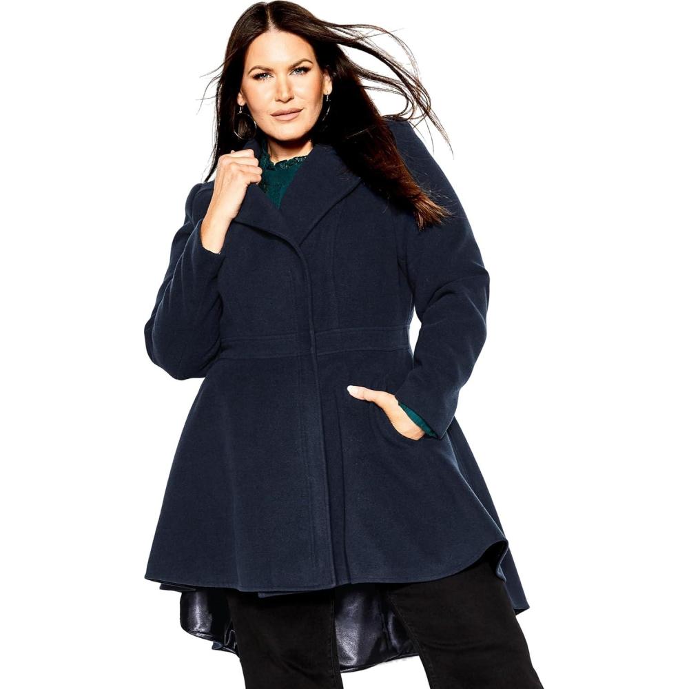 image:imageCity Chic womens City Chic Plus Size Coat Hi Lo FrillNavy