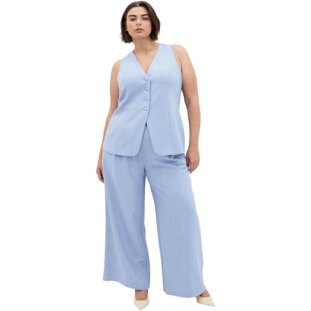 image:imageCity Chic womens Vest  Tori V Neck ButtonBluebell