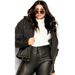 City Chic CCX Women’s Plus Size Jacket – Streetwise Puffer(Black)
