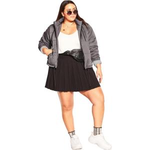 City Chic CCX Women’s Plus Size Jacket – Streetwise Puffer(Platinum)