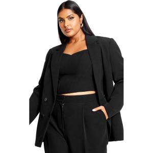 City Chic Plus Size Jacket, Oversized Alexis Blazer Jacket(Black)