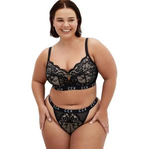 City Chic Plus Size Signature HI Thong in Black, Size 1820