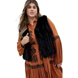 City Chic Plus Size Vest, Eve Faux Fur Vest(Black)