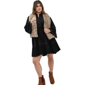 City Chic Plus Size Vest, Eve Faux Fur Vest(Natural/Grey)