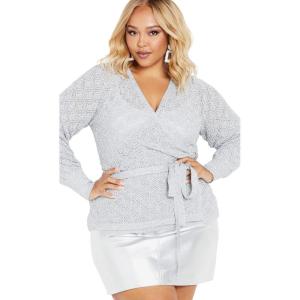 City Chic Womens Citychic Plus Size Jumper Holly(Silver)