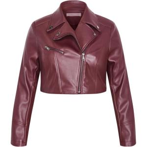 City Chic Women’s Jacket-Amira Faux Leather(Dark Cherry)